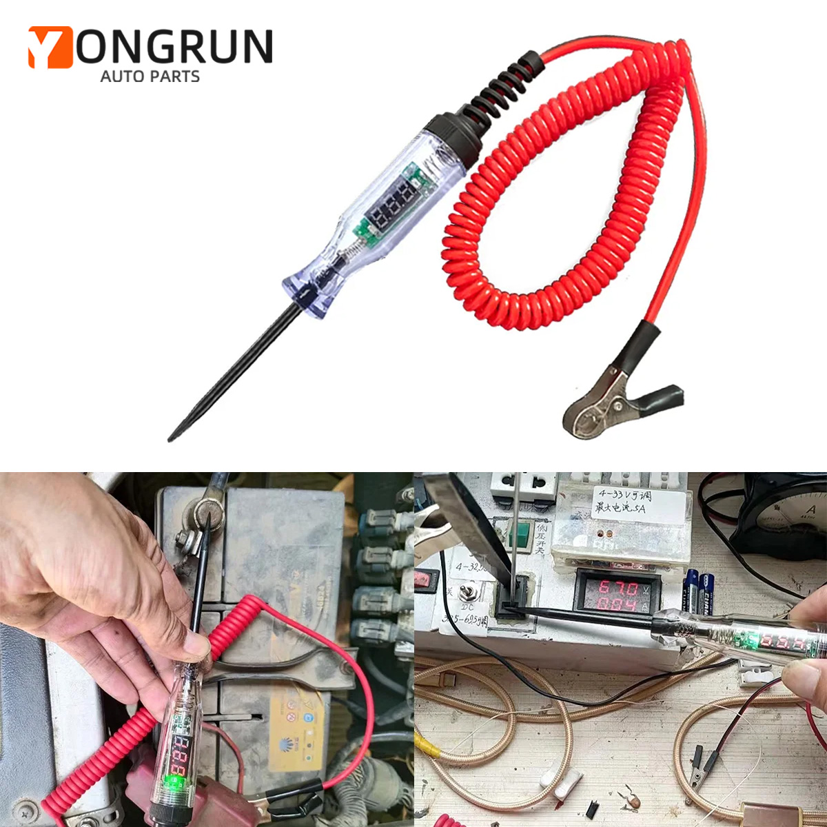 Circuit Test Pencil - เครื่องทดสอบวงจรยานยนต์ 6V-24V/5V-90V พร้อมหน้าจอดิจิตอล เครื่องมือวินิจฉัยวงจรยานยนต์ ปากกาทดสอบแรงดันไฟฟ้า