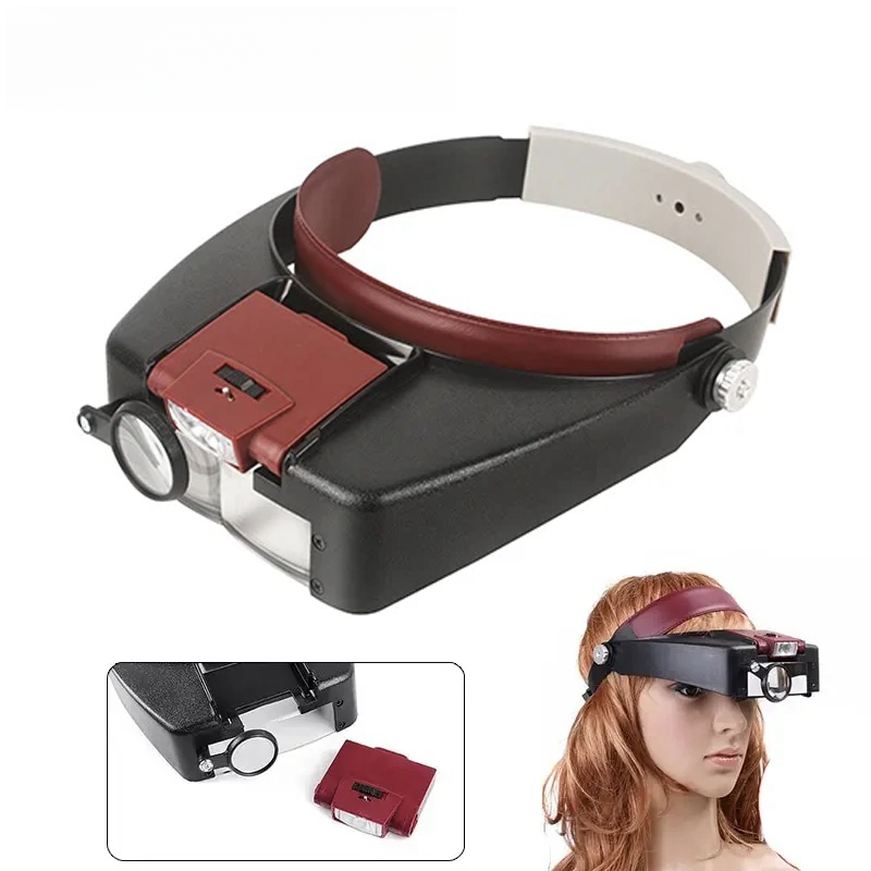 Electronics Repair Glasses - แว่นขยายแบบคาดศีรษะ 10 เท่า พร้อมไฟ LED ปรับขนาดได้