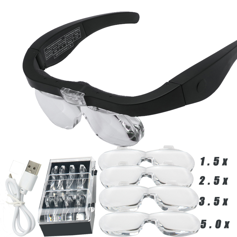 Electronics Repair Glasses - แว่นขยาย Magnifier1.5X 2.5X 3.5X 5.0X USB