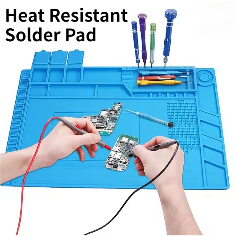 Electronics Repair Workstation - 45*30 ซม.ความร้อนฉนวนกันความร้อนเสื่อทํางานสถานีบัดกรีซ่อม Pad การบํารุงรักษาแม่เหล็ก Anti Static