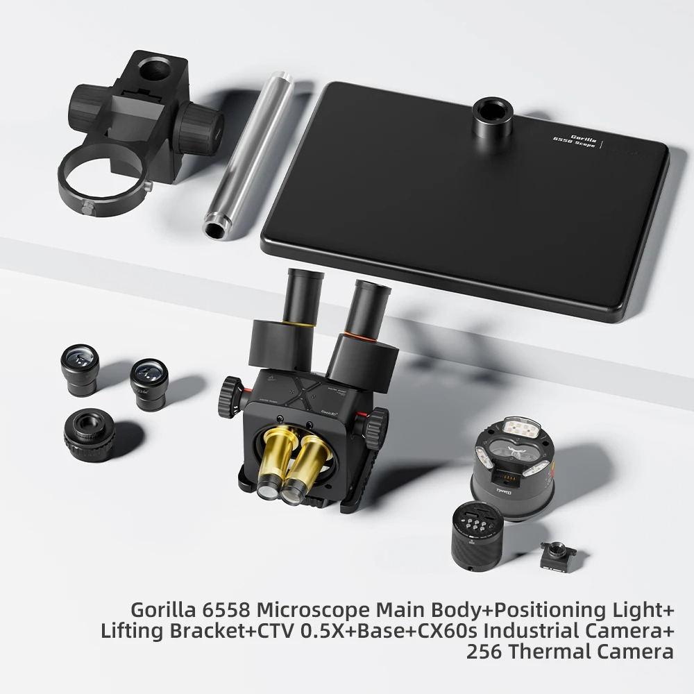 Electronic Repair - กล้องจุลทรรศน์สามตา Qianli 6558 Gorilla, ซูม 6.5X-58X,