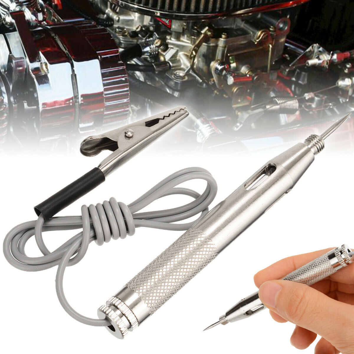 Circuit Test Pencil - เครื่องทดสอบแรงดันไฟฟ้าฟิวส์วงจรรถยนต์ ปากกาทดสอบไฟฟ้า ด้ามจับแบบคลิป สายเคเบิล DC 6V/12V/24V