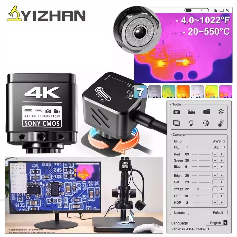 Electronic Repair - YIZHAN กล้องถ่ายภาพความร้อน 256*192 พิกเซล 4k กล้องจุลทรรศน์อิเล็กทรอนิกส์สำหรับบัดกรี
