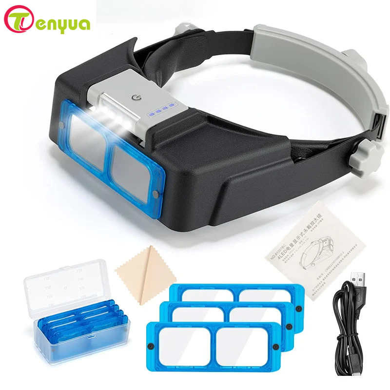 แว่นขยายหัวชาร์จ USB พร้อมไฟ L - Electronics Repair Glasses บทวิจารณ์และราคา