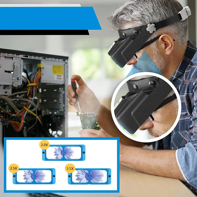 แว่นขยายหัวชาร์จ USB พร้อมไฟ L - Electronics Repair Glasses บทวิจารณ์และราคา