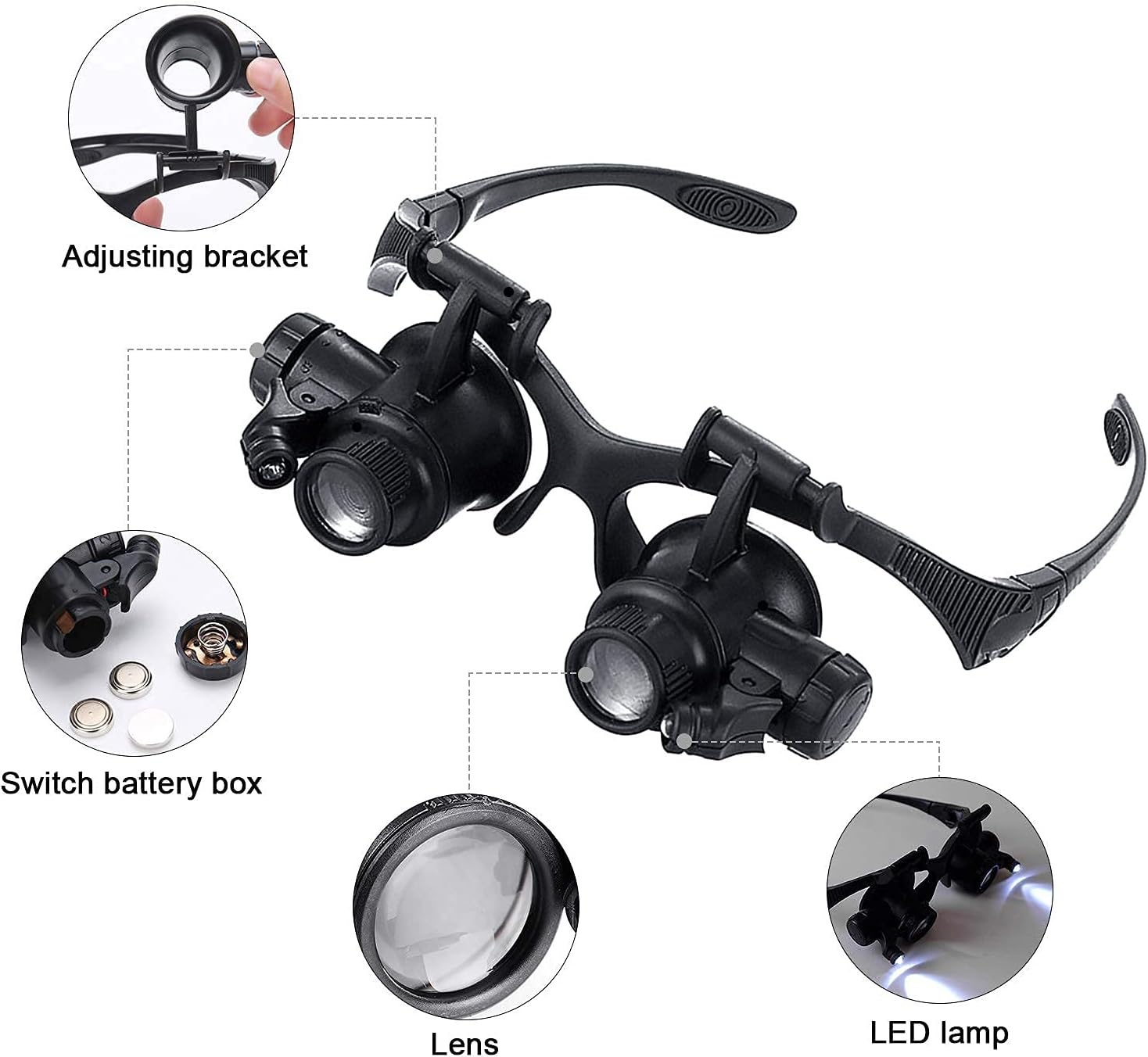หัวแว่นขยาย LED Light แว่นขยาย - Electronics Repair Glasses บทวิจารณ์และราคา